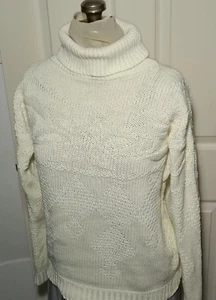 Eddie Bauer Chunky Knit Sweater Mock Neck Snowflake Women's M - Picture 1 of 19