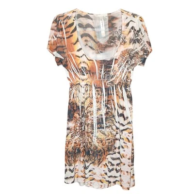 Mini Vestido Babydoll Cristina Love Y2K Bling Estampado Animal Estrás Para Mujer Pequeño Foto 1 de 4