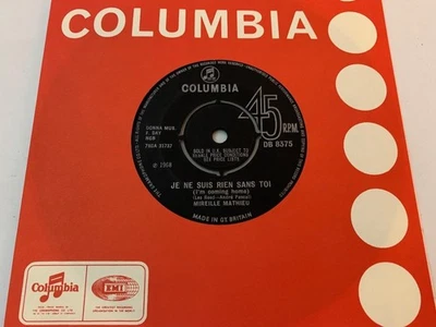 MIREILLE MATHIEU Je Ne Suis Rien Sans Toi EUROPOP 1968 Columbia DB8375 NEAR MINT Foto 1 de 2