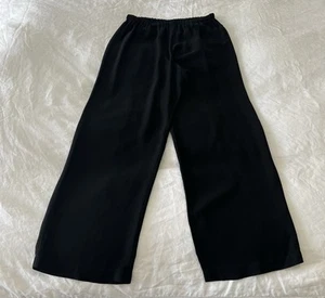 Eileen Fisher | SZ Small | Black Silk Pants Capsule Lagenlook Minimalist Flowy - Picture 1 of 9