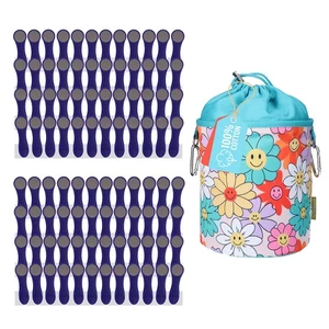 96 Wäscheklammern Indigo Edelstahl 1 bellaCott Wäscheklammerbeutel Blumen Smiley - Bild 1 von 8
