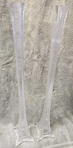 Pair Of Clear Glass Vases 24" Cut Glass Flower Vase Eiffel Tower Ribbed Vertical - Picture 1 of 9