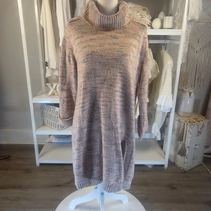 Pure Jill Damen Gr. M meliertes Rollkragen Pullover Kleid/Tunika mit Seitenschlitz #3053 - Bild 1 von 6
