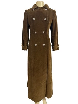 Abrigo largo Original vintage años 60 pana granate doble botonadura para mujer Foto 1 de 4