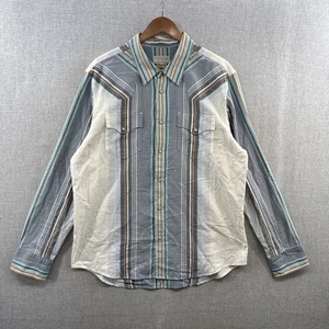 Tecovas Western Shirt Mens Large Blue Striped Long Sleeve Pearl Snap Pockets* - Picture 1 of 16