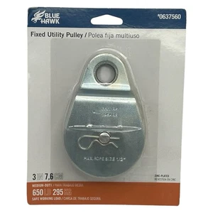 Polea utilitaria fija chapada en zinc de 3" #0637560 Blue Hawk nueva sellada de fábrica - Imagen 1 de 3