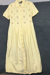 Vintage Chandler Hill Maxi Dress Women Medium Linen Cottagecore Lagenlook Button - Picture 1 of 13