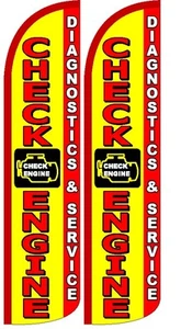 Check Engine Windless Standard Size Polyester Swooper Flag Sign Pk of 2 - Picture 1 of 1