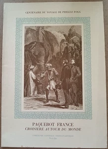 Menu paquebot FRANCE - CROISIERE AUTOUR DU MONDE Voyage de PHILEAS FOGG 1972 - Imagen 1 de 3