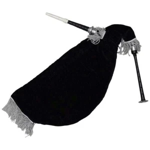 Nuevo bolso de terciopelo negro con monturas plateadas color negro gaita de ganso escocés - Imagen 1 de 1