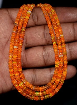 LOTE 22 colares 16" opala laranja etíope natural Wello fogo opala pedra preciosa contas - Imagem 1 de 4
