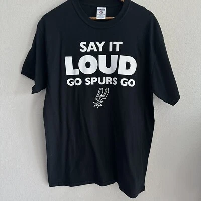 San Antonio Spurs 2007 Playoffs T-Shirt Black Short Sleeve Say It Loud Jerzees L - Image 1 of 4