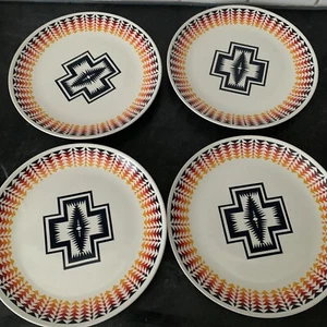 Pendleton Stoneware Harding Aztec Pattern 4 Salad/Dessert Plates Southwestern - Picture 1 of 5