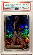 2022 Bowman Chrome #213 JAMES WOOD Shimmer Refractor PSA 9 MINT POP-3