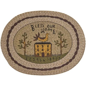 Bless Our Home Rug Oval Braided 32" x 42" Primitive - Picture 1 of 4