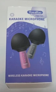 Karaoke Microphone Wireless Bluetooth Kids Pink Black Foam Top Yosatoo YM701 - Picture 1 of 7