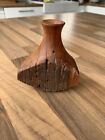 Vintage NZ Quade Anderson ?  Rimu Root Wood Hand Carved Pot Bud Vase 3.5 Inches