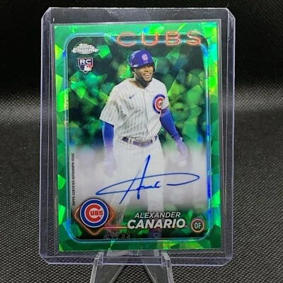 2024 Topps Chrome GREEN SAPPHIRE AUTO/99 Alexander Canario Chicago Cubs CSA-AC - Image 1 of 2
