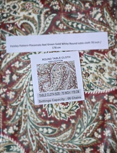100% Cotton Paisley Pattern table cover round 70inch - Picture 1 of 3