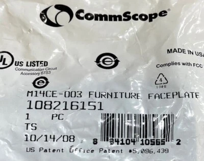 Commscope M14CE-003 FURNITURE FACE PLATE BLACK **LOT OF 10** - Image 1 of 2