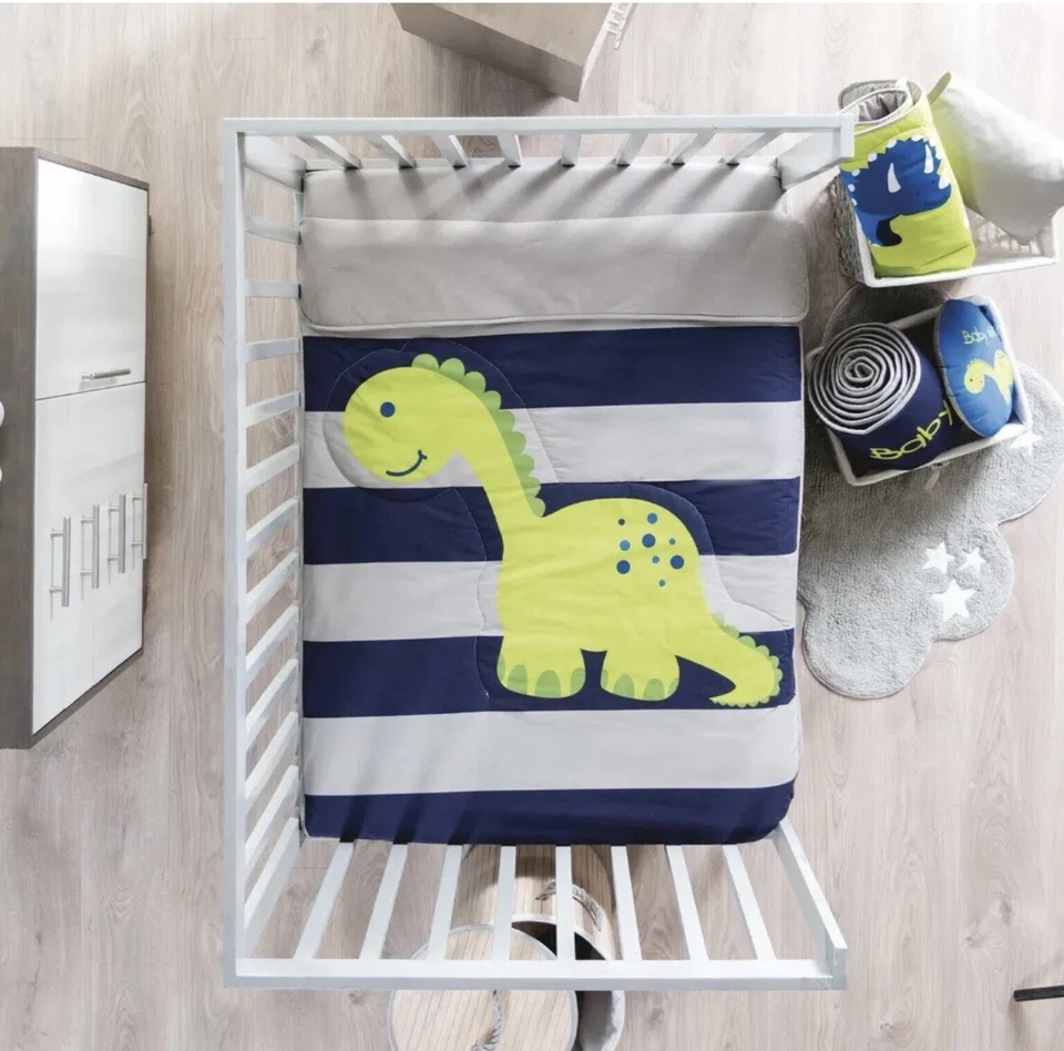 DINOSAURIO EDREDON JUEGO DE CUNA PARA NIÑOS 4 PIEZAS 100% ALGODÓN Foto 1 de 2