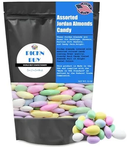 Jordan Almonds Party Favor Candies 2 Pound Bag, Colorful Assorted by PICKN BUY - Picture 1 of 4