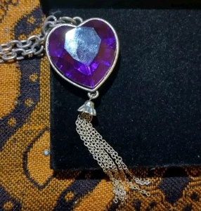 Precioso Collar Corazón Tono Plata y Brillos d* - Imagen 1 de 10