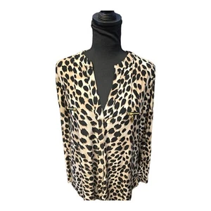 International Concepts Women's Black/Brown Animal Print Zip-Pocket Top XL NWT - Picture 1 of 8