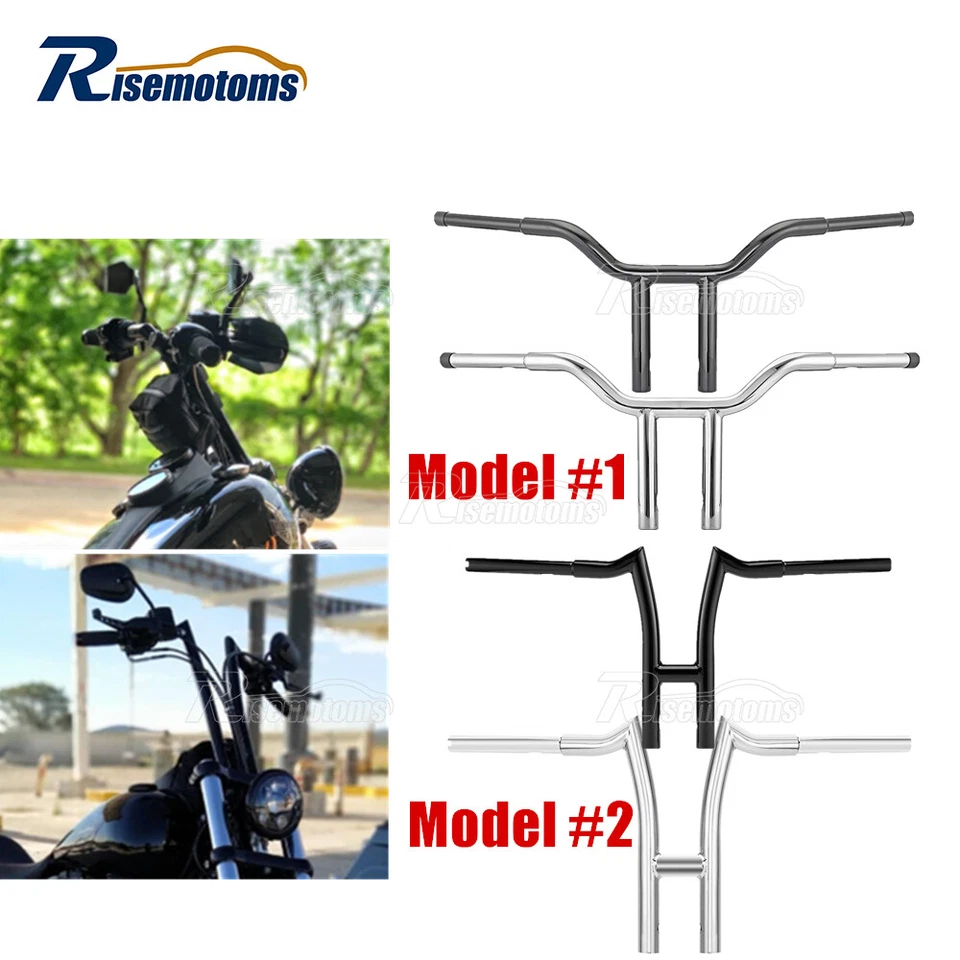 Manillar de barra en T de elevación de 10/12/14/16"" para Harley Dyna Softail Sportster XL Road Kin Foto 1 de 4