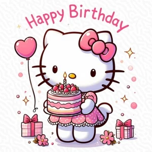 HELLO KITTY HAPPY BIRTHDAY TRANSPARENT PNG - Picture 1 of 3