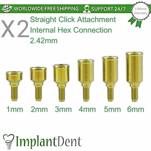 2x Lokator Titanium Straight Attachment Dental Int Hex Connection 2.42mm Dentist - Picture 1 of 3