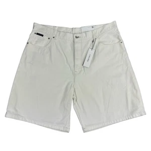 Calvin Klein Mens 90s Loose Fit Button-Fly Denim Shorts Ivory White 40 - Picture 1 of 7