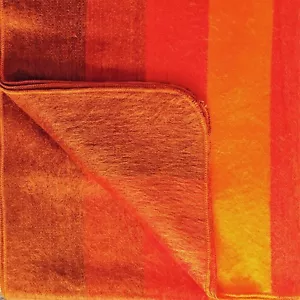 SOFT & WARM ALPACA WOOL BLANKET QUEEN BED SOFA COVER ORANGE YELLOW STRIPED - Picture 1 of 6
