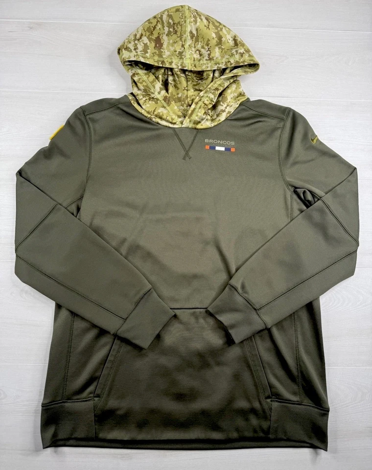 Sudadera con capucha Nike On Field Denver Broncos verde militar saludo al servicio para mujer XL ¡COMO NUEVA! Foto 1 de 4