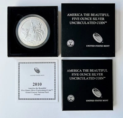 2010 America the Beautiful Grand Canyon National Park Arizona 5 Oz Silver Coin - Image 1 of 3