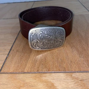 Nine West Women’s Leather Belt Brown Western Buckle Boho Chic Bohemian Festival - Picture 1 of 8