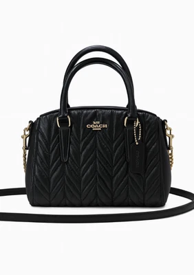 NWT Coach Quilted Leather Mini Sage Satchel F30650 Black Crossbody Bag - Image 1 of 4