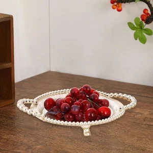 Round Serving Tray Dish Cosmetic Storage Tray for Living Room Party Bathroom - Picture 1 of 5