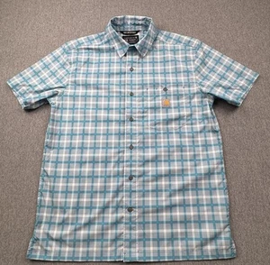 Carhartt Force Sun Defender Button Up Shirt Mens Sz M Blue Relaxed Plaid TW6167 - Picture 1 of 15