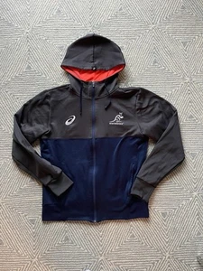 Asics Wallabies Authentic Player Gear Full Zip Hooded Jacket - Blue/Gray - Large - Picture 1 of 6
