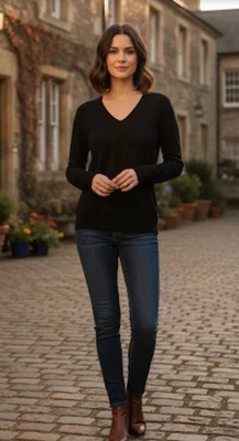 Talbots 经典黑色毛衣衣柜 Staple Workwear Date Night 女式 PM 码 — 第 1/4 张图片