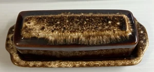 Vintage HULL Butter Dish Drip Brown Graze USA Oven Proof - Picture 1 of 4