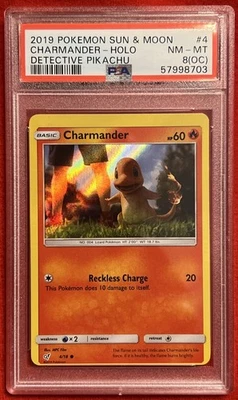 PSA 8(OC) 2019 Pokémon Sun & Moon Charmander - Holo Detective Pikachu #4 NM-MT - Image 1 of 2