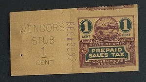 ERROR Mis-Cut - Ohio State Revenue, 1 cent Sales Tax Columbian Bank Note - OH - Picture 1 of 1