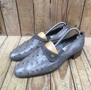 🔥🔥VTG Rare Mauri Gray EXOTIC SKIN Pull on Leather loafers Us 9.5 M UK 8.5 - Picture 1 of 18