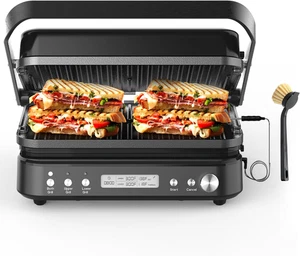 CATTLEMAN Panini Grill Press Sandwich Maker with Removable Plates, 5 in 1 Smokel - Picture 1 of 9