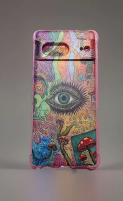 Girls Phone Case for Google Pixel 7 NEW Moto Mushroom Trippy - Image 1 of 4