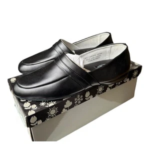 Zapatillas de cuero negras Climate X zapatos de casa para hombre 8 EEE punta cerrada redonda nuevas en caja - Imagen 1 de 17