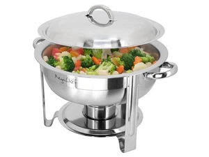 MegaChef 5,3 Quart Rond Acier Inoxydable Professionnel Plat à Irriter/Réchauffeur Alimentaire/B - Photo 1/7