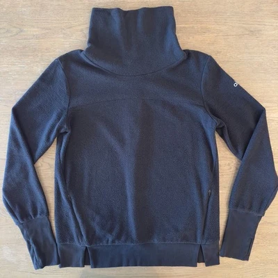 Alo Yoga Haze Funnel Neck Cotton Blend Fleece Sweatshirt-Black-Women's Size XS - Image 1 of 4